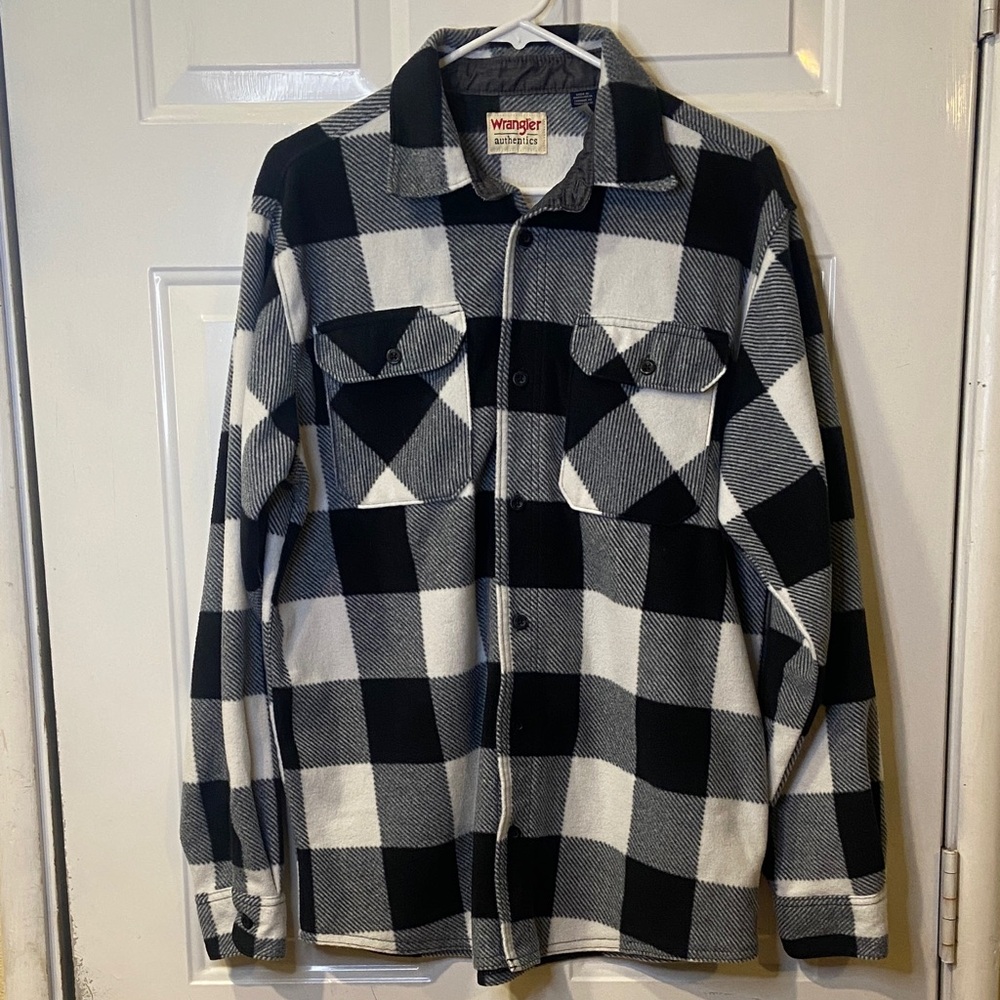 Wrangler Authentics Buffalo Plaid Fleece Lined Flannel Shirt Men M